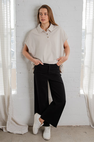 Kacey Cotton Twill Wide Leg Pant