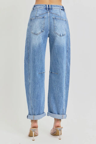 Risen High Rise Boyfriend Cuffed Barrell Jeans