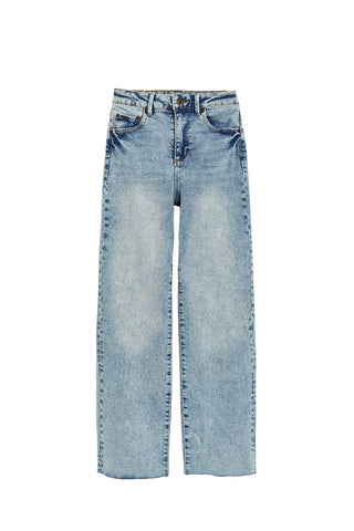 Girl's Crop Straight Jeans With Fray Hem