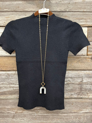 Kennedy Short Sleeve Mock Neck Sweater