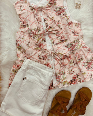 Dani Rose Tie Front Peplum Vest