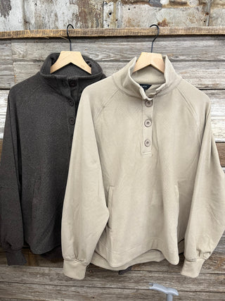 Raina Quarter Button Crewneck Pullover