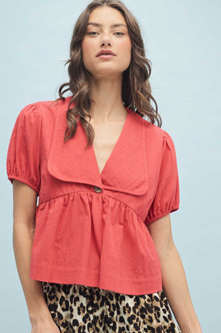 Erin Collared Puff Sleeve Blouse