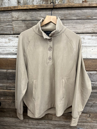 Raina Quarter Button Crewneck Pullover