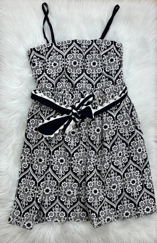 Taylor Navy & White Embroidered Lace Dress