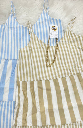 Sandy Striped Tiered Midi Dress
