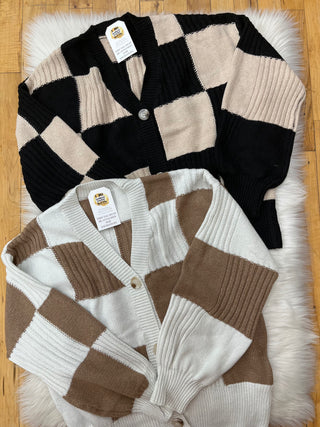 Chasity Checkered Button Front Cardigan