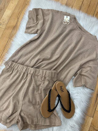 Amaya Textured Knit Top & Shorts Set Separates