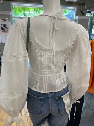 Casella Cotton Voile Top with Trim Insets