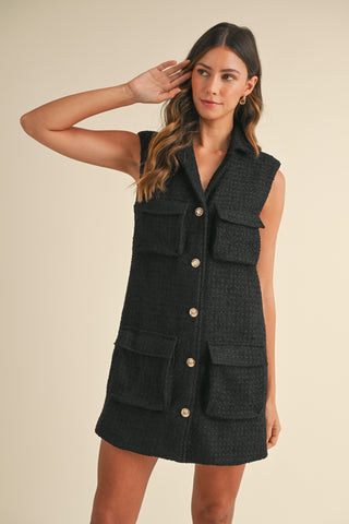 Elle Boucle Collared Mini Dress