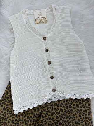Alissa Crochet Button Up Vest