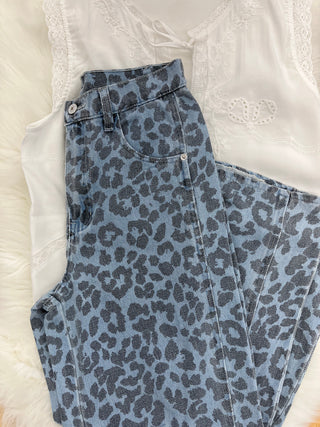 Heather Blue Leopard Pants