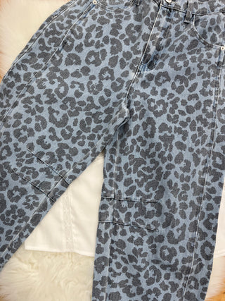 Heather Blue Leopard Pants