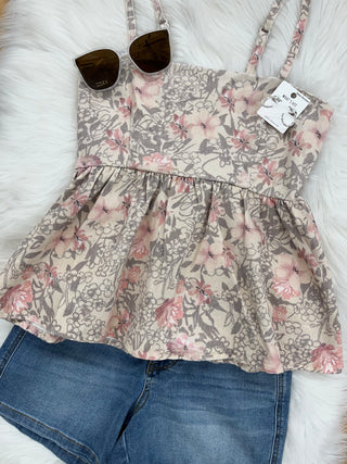 Kari Khaki Floral Top