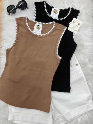 Remy Ribbed Embroidery Detail Tank