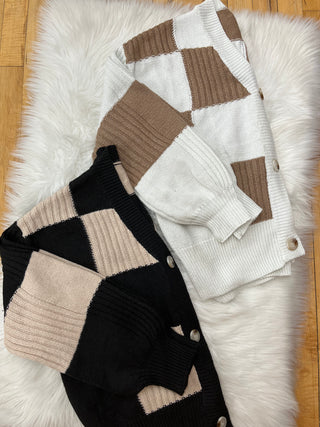 Chasity Checkered Button Front Cardigan