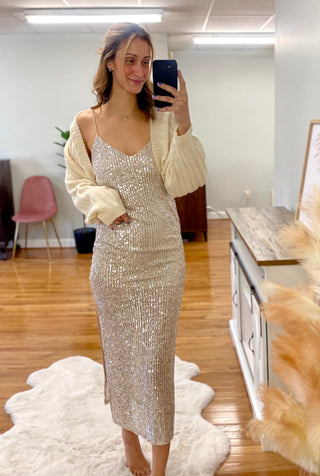 Maxine Sequin Holiday Maxi Dress