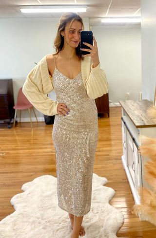 Maxine Sequin Holiday Maxi Dress