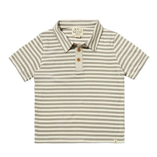 Shipping Grey/White Stripe Ribbed Polo