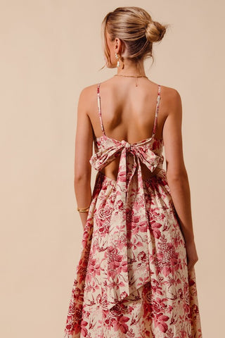 Rosie Floral Tie Back Midi Dress