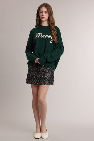 Chrissy Sequin Mini Skirt w/Short Lining