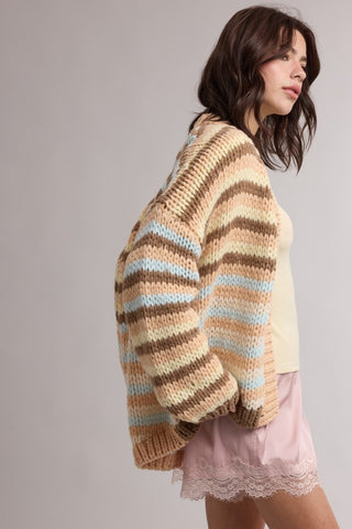 Carrissa Stripe Chunky Knit Cardigan