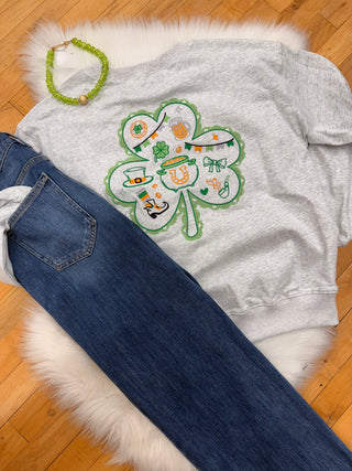 Lucky Charm Embroidered Bow Sweatshirt