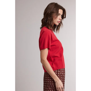 Leslie Classic Short Sleeve Crewneck Knit Sweater Top