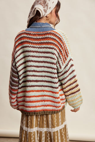 Kenzi Chunky Knit Stripe Cardigan
