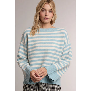 Michelle Boat Neck Striped Knit Sweater