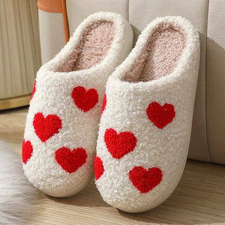 Soft Plush Heart Warm Slippers