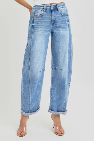 Risen High Rise Boyfriend Cuffed Barrell Jeans