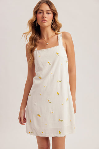 Daisy Embroidered Jumper Dress
