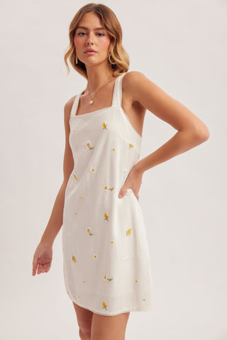 Daisy Embroidered Jumper Dress