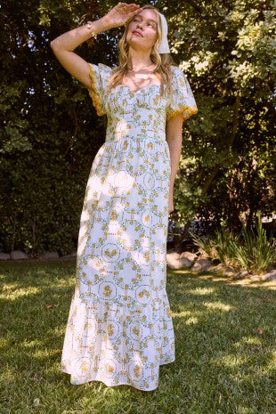 Annie Sweetheart Neck Floral Maxi Dress