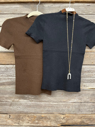 Kennedy Short Sleeve Mock Neck Sweater