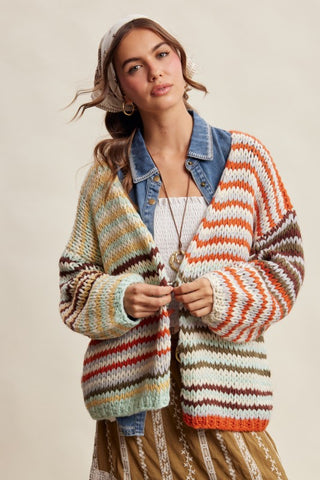 Kenzi Chunky Knit Stripe Cardigan