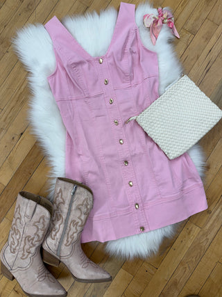 Mariah Strawberry Milk Denim Dress