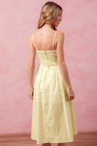 Callie Dip Front Smocked Midi Dress