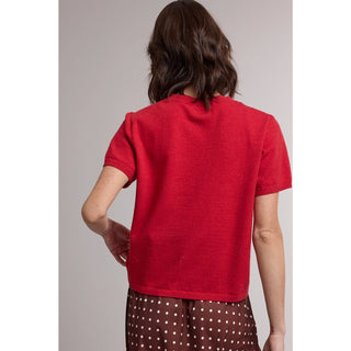 Leslie Classic Short Sleeve Crewneck Knit Sweater Top