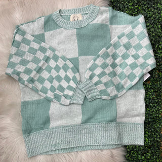 Layla Light Mint Checkered Sweater
