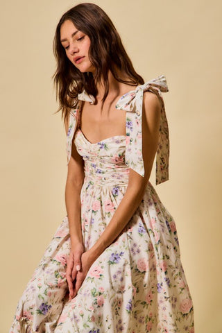 Fay Cotton Tie Shoulder Midi Dress