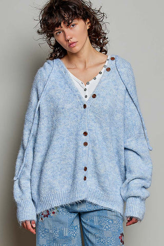 Callie Cozy Knit Hooded Button Cardigan