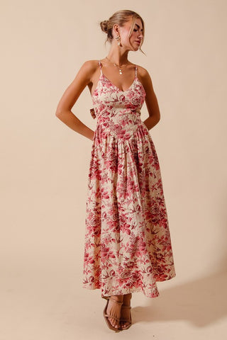 Rosie Floral Tie Back Midi Dress