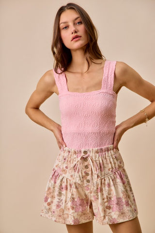 Cora Cotton Twill Floral Shorts