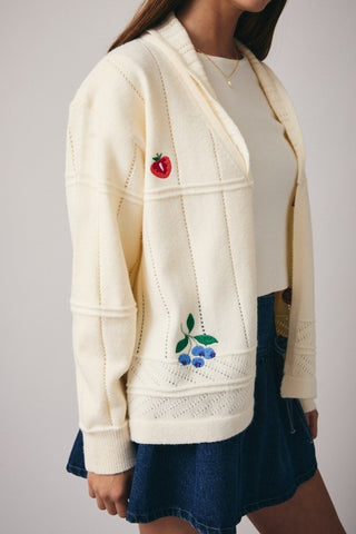 Suki Fruit Embroidered Cardi