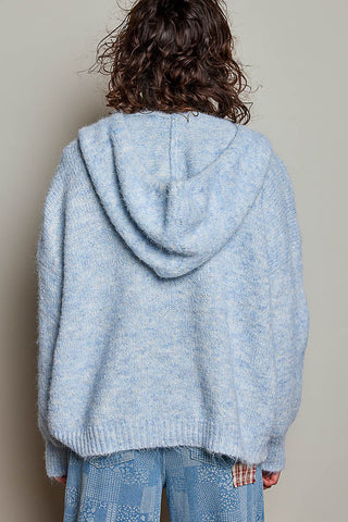 Callie Cozy Knit Hooded Button Cardigan