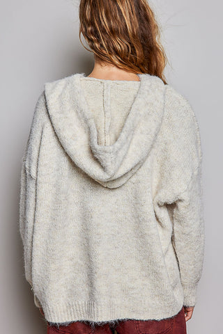 Callie Cozy Knit Hooded Button Cardigan