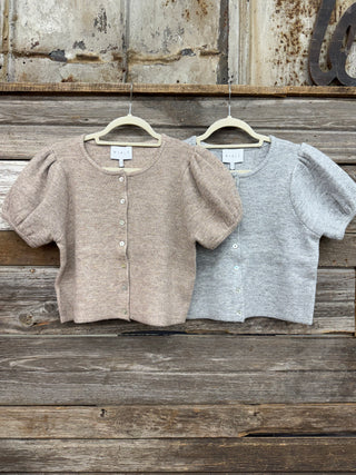 Abby Puff Sleeve Crop Cardigan