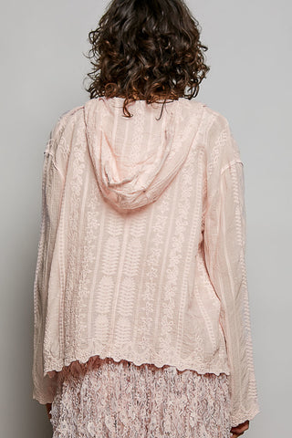 Leanne Crochet Hooded Button Up Blouse